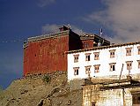 305 Jharkot Gompa Outside The red Sakya Jharkot Gompa is supposedly 500 years old. The inside was the smallest I had ever seen, seating maybe 10 or 15 monks for prayers, but to me it was just right as I could focus without the urge to run around. Photos were allowed.